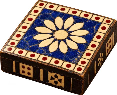 Lapis and ivory rosette tile